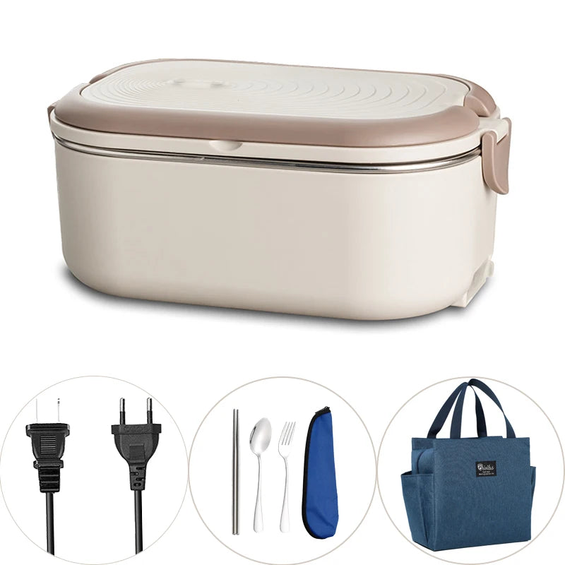 Boîte à déjeuner électrique 220V 110V, chauffe-aliments en acier inoxydable, boîte à Bento chauffante 1L, prise ue US, chauffage thermostatique pour école et bureau 18W
