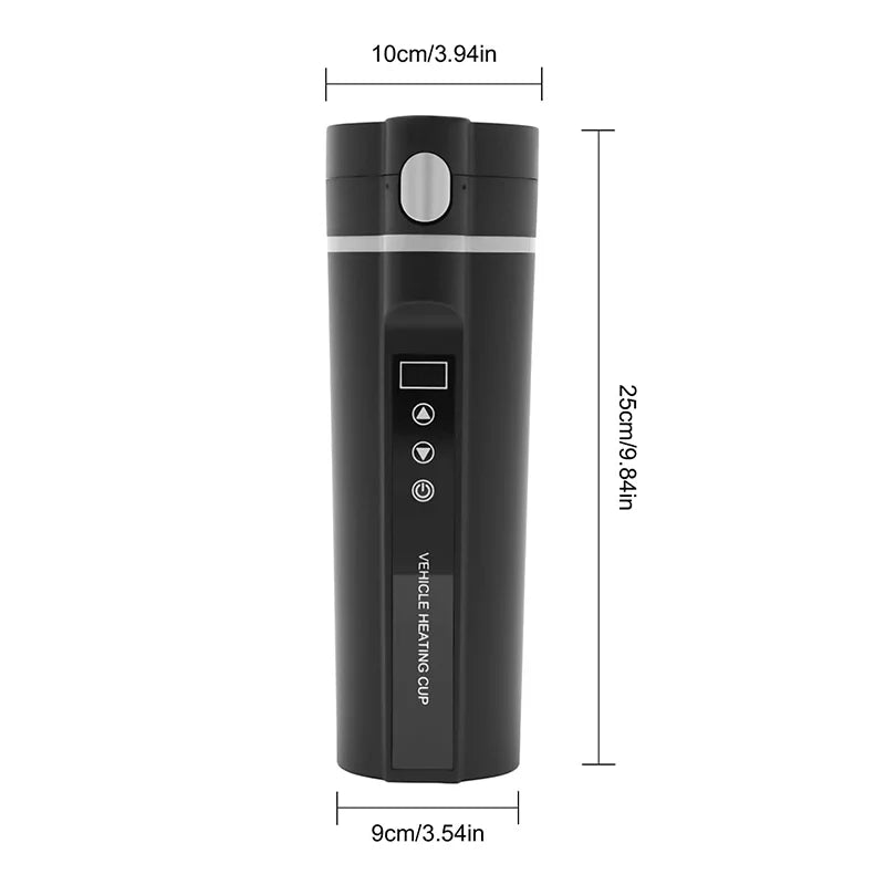 Tasse chauffante pour voiture intelligente de 450ml, couvercle Pop-up 12v 24v, écran tactile, contrôle de la température, tasse à café thermique Portable de voyage en acier inoxydable